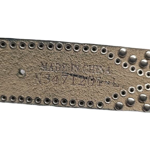 Western Rhinestone Belt Dark Brown Croc Leather Silver Floral Buckle Bling 38\